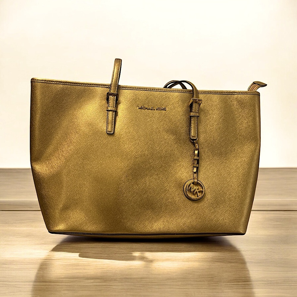 Michael Kors Gold Metallic Tote Bag